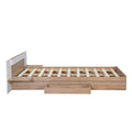 Queen Size Platform Bed With Headboard, Drawers, Shelves, Usb Ports And Sockets, Natural Natural Wood