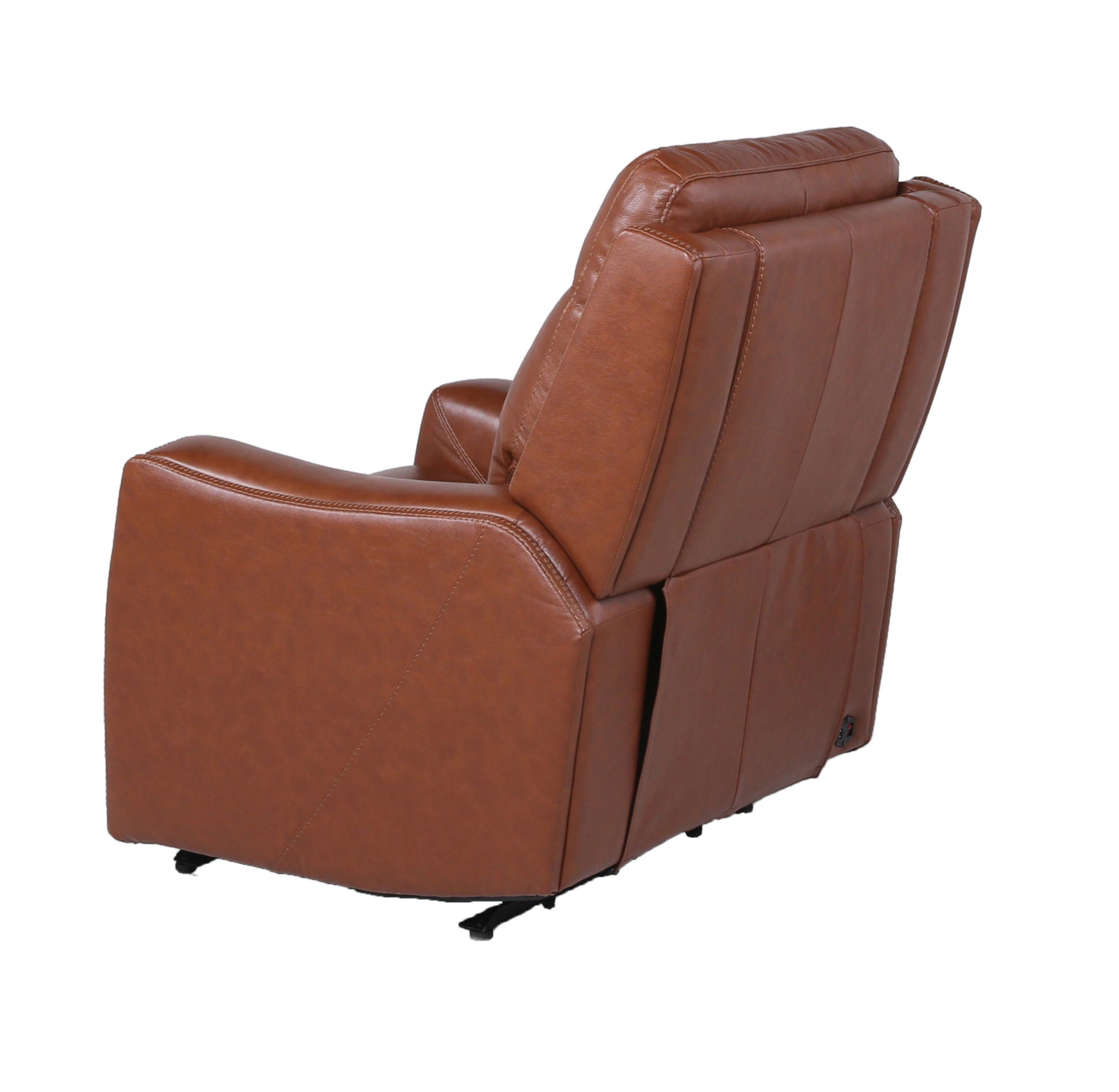 Contemporary Leather Recliner Top Grain Seating, Power Headrest, Power Footrest, Usb Charging Brown Foam Leather