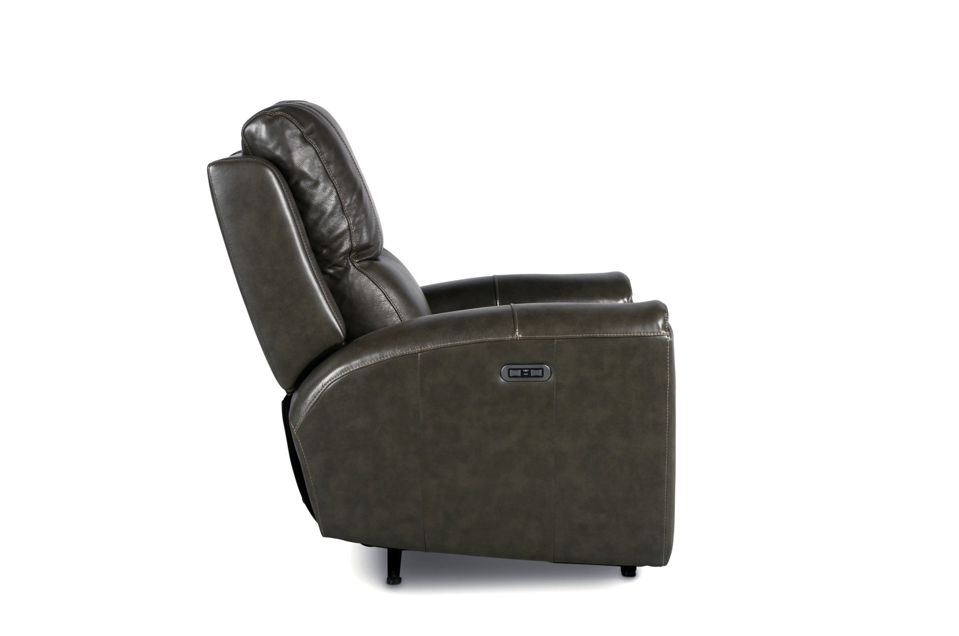 Leather Power Reclining Collection Contemporary Style, Power Leg Rest, Power Articulating Headrest Usb Charging, Home Button Grey Foam Leather