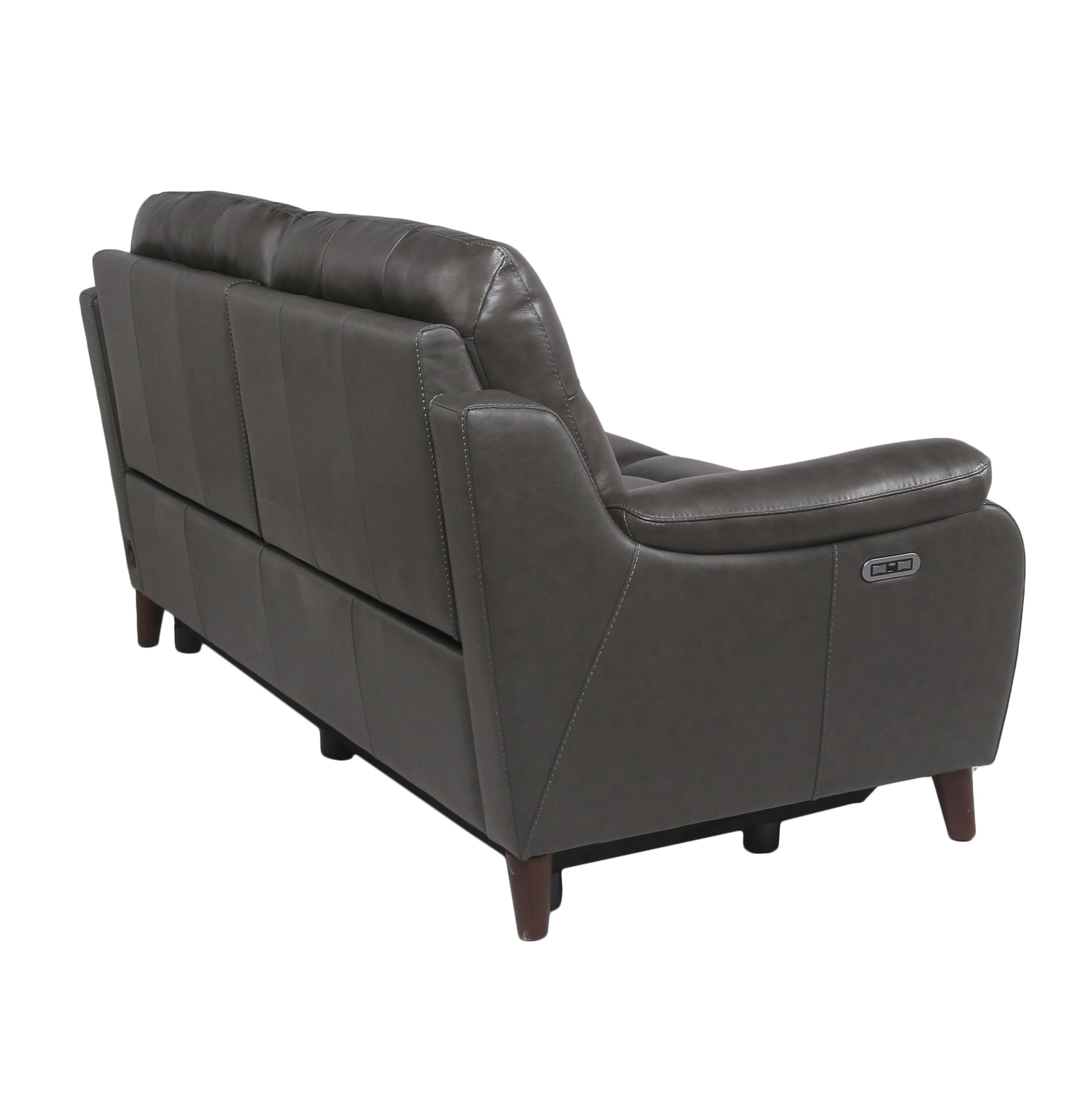 Luxurious Top Grain Leather Reclining Sofa Power Footrest, Power Headrest High Leg Design, Stylish And Comfortable Charcoal Grey Foam Leather 3 Seat