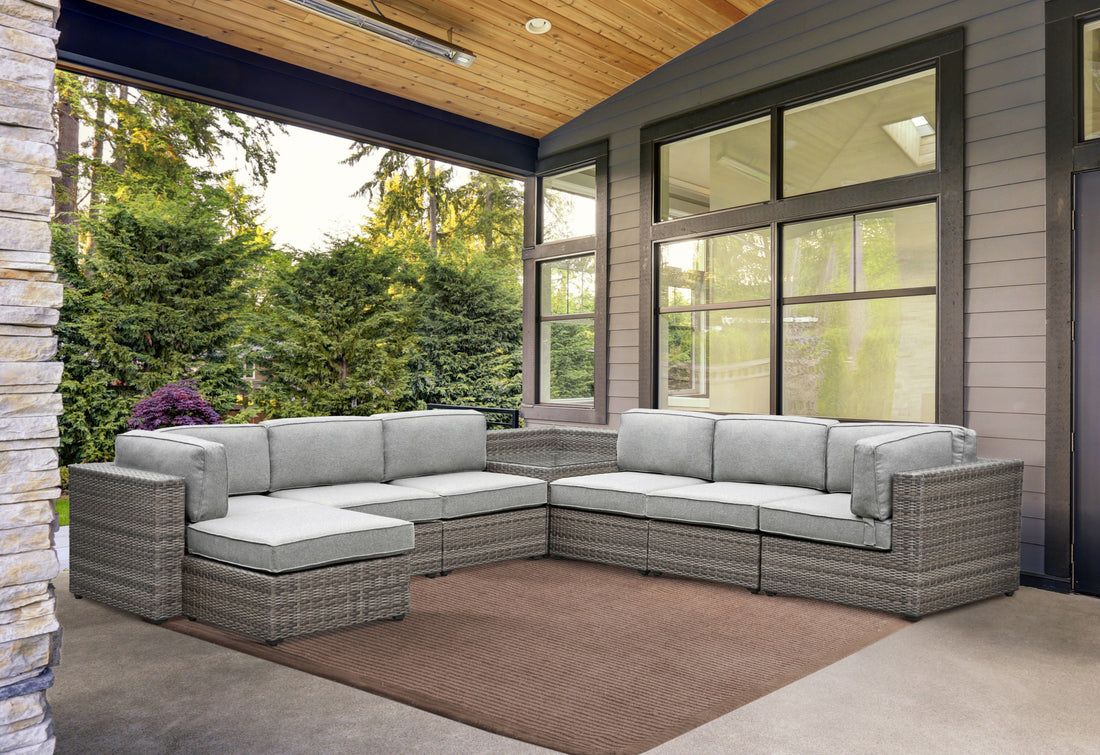 Weather Resistant Sectional Stain And Fade Resistant, Removable Cushions Outdoor Comfort, Indoor Looks Gray Foam Polyester