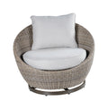 Cozy Outdoor Set Swivel Woven Chairs, Side Table All Weather Resin Wicker, Powder Coated Aluminum, Fully Assembled Sand Foam Wicker