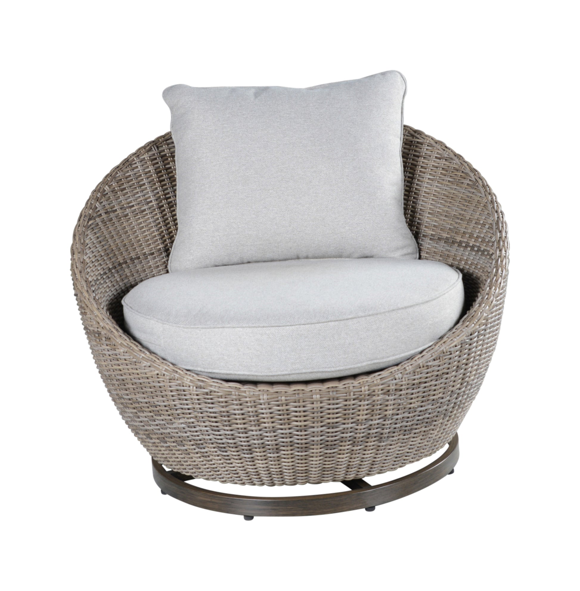 Cozy Outdoor Set Swivel Woven Chairs, Side Table All Weather Resin Wicker, Powder Coated Aluminum, Fully Assembled Sand Foam Wicker