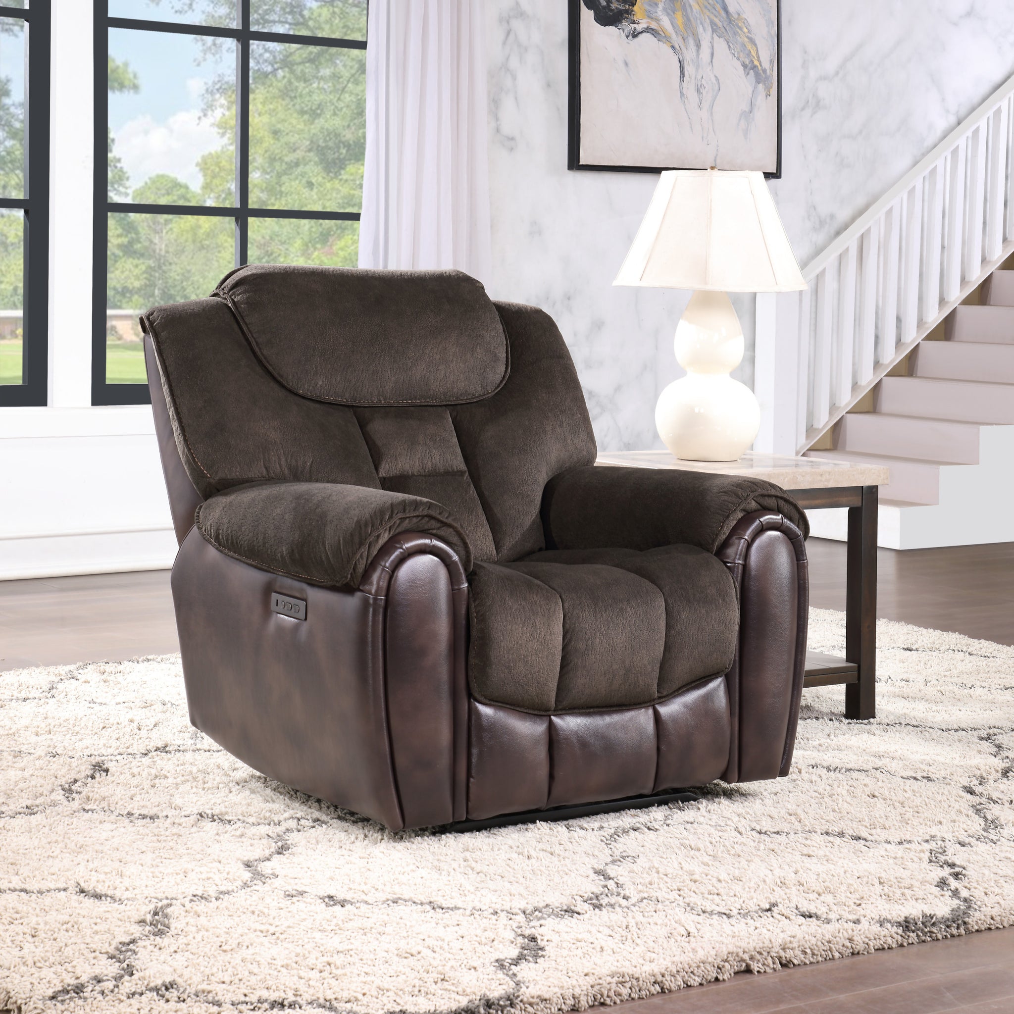 Apollo Pwr Pwr Recliner Espresso Espresso Foam Leather