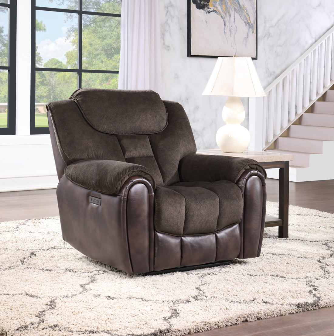 Apollo Pwr Pwr Recliner Espresso Espresso Foam Leather