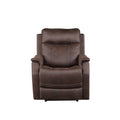 Compact Dual Power Recliner Contemporary Styling, Walnut Power Footrest, Power Headrest, Usb Charging Walnut Foam Fabric