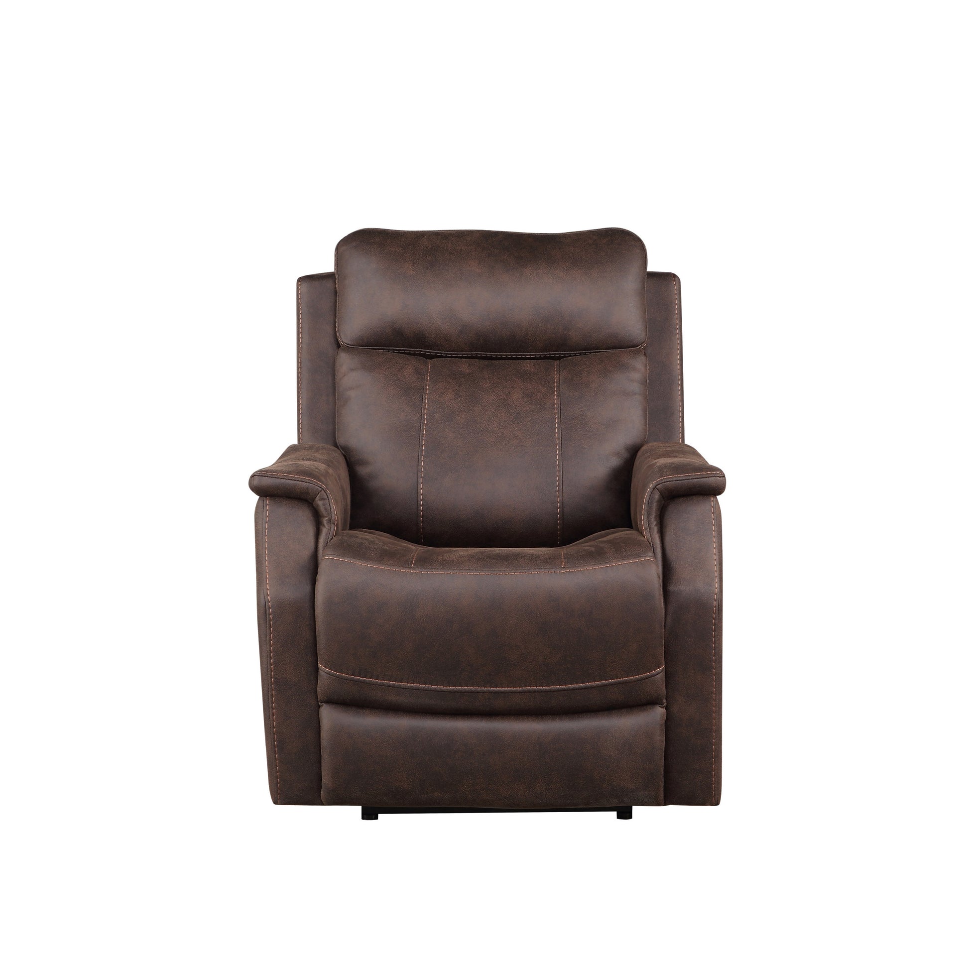 Compact Dual Power Recliner Contemporary Styling, Walnut Power Footrest, Power Headrest, Usb Charging Walnut Foam Fabric