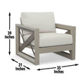 Outdoor Patio Beveled Panels Arm Chair Modern Geometric Pattern, Rust Resistant Tan Aluminium