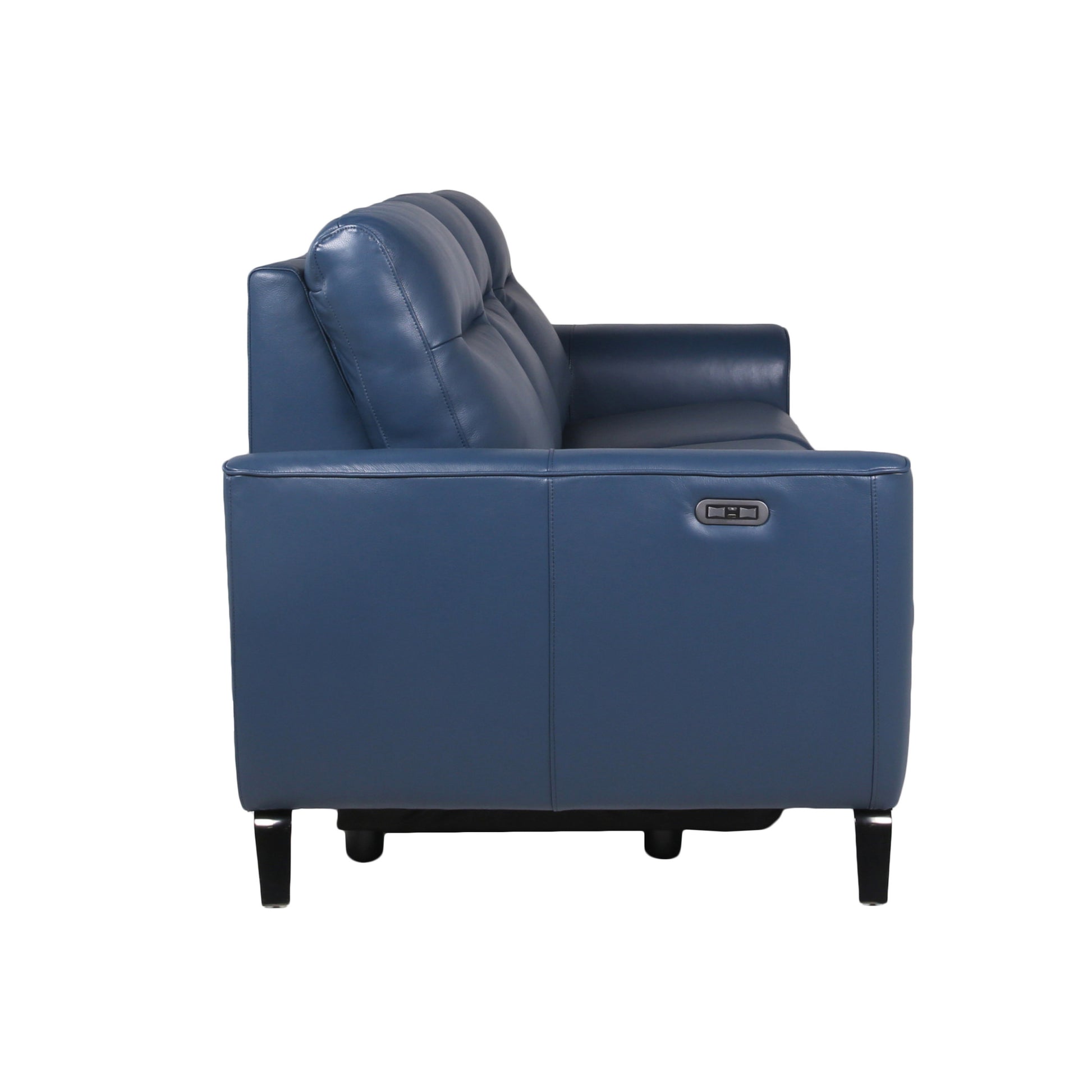 Leather Reclining Sofa Motion Furniture Look Without Compromise Dual Power, Ocean Blue Top Grain Leather Dark Blue Foam Leather 3 Seat