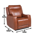 Contemporary Leather Recliner Top Grain Seating, Power Headrest, Power Footrest, Usb Charging Brown Foam Leather