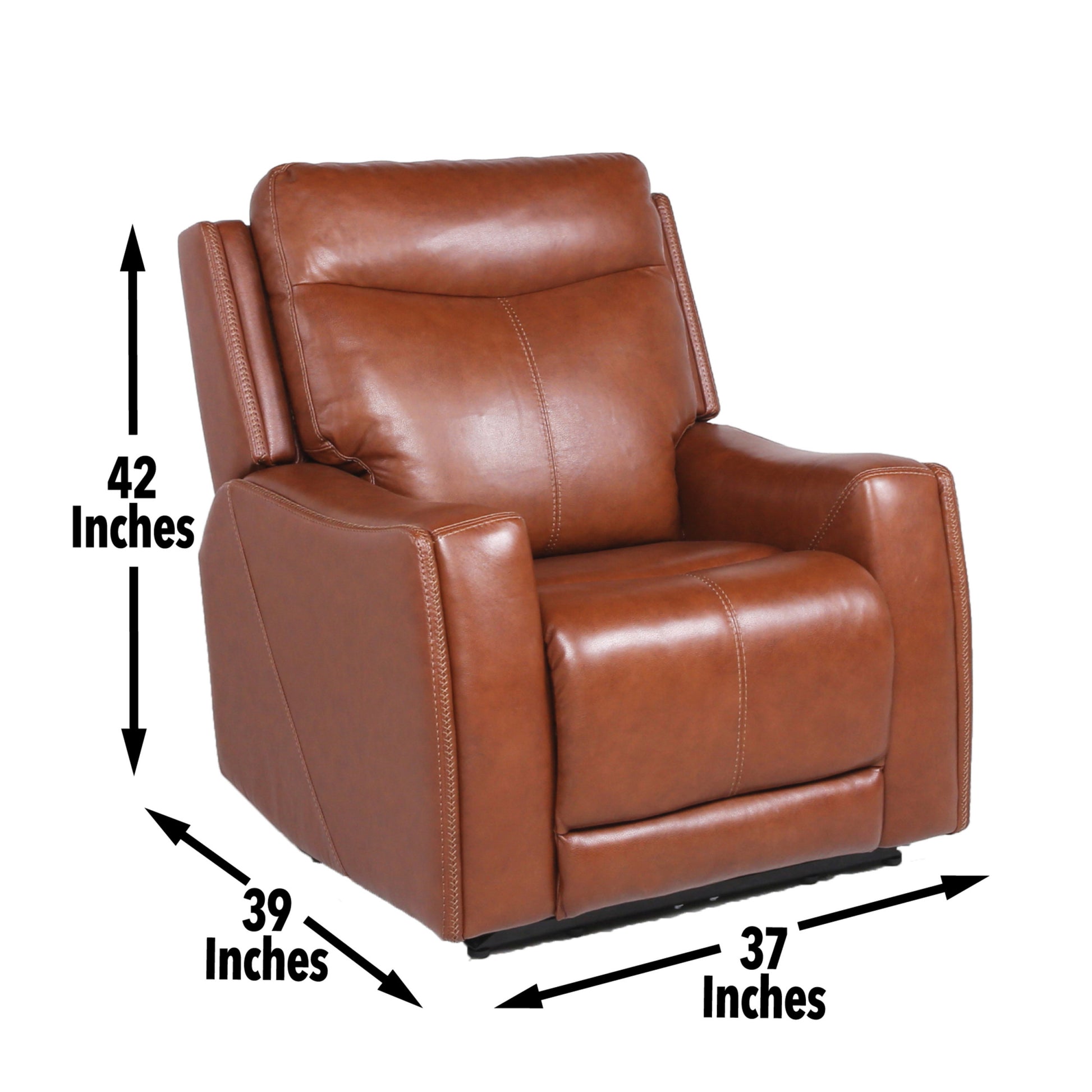 Contemporary Leather Recliner Top Grain Seating, Power Headrest, Power Footrest, Usb Charging Brown Foam Leather