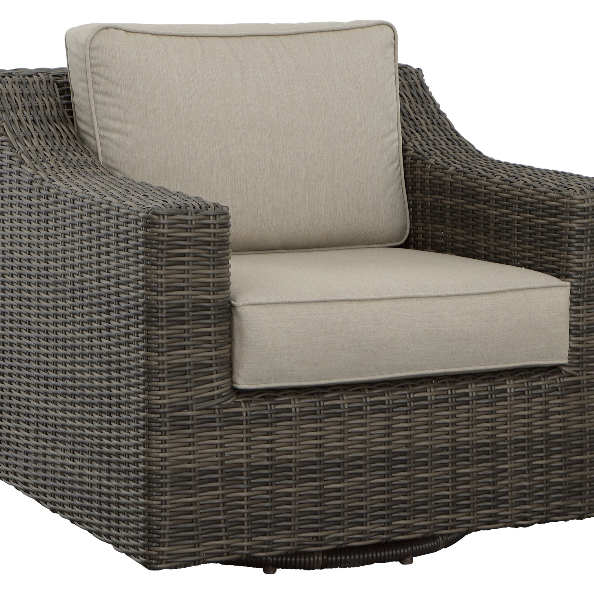 Classic Swivel Chair Outdoor Half Round Resin Wicker, 360 Swivel, Cushioned Light Brown Wicker