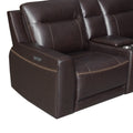 Customizable Dual Power Leather Sectional Top Grain Leather, Power Headrest, Power Footrest Transitional Styling, Perfect Fit Burgundy Foam Leather