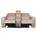 Transitional Leather Power Reclining Group Style Meets Comfort Top Grain Leather, Dual Power Footrest And Articulating Headrest Luxurious Seating Sand Foam Leather