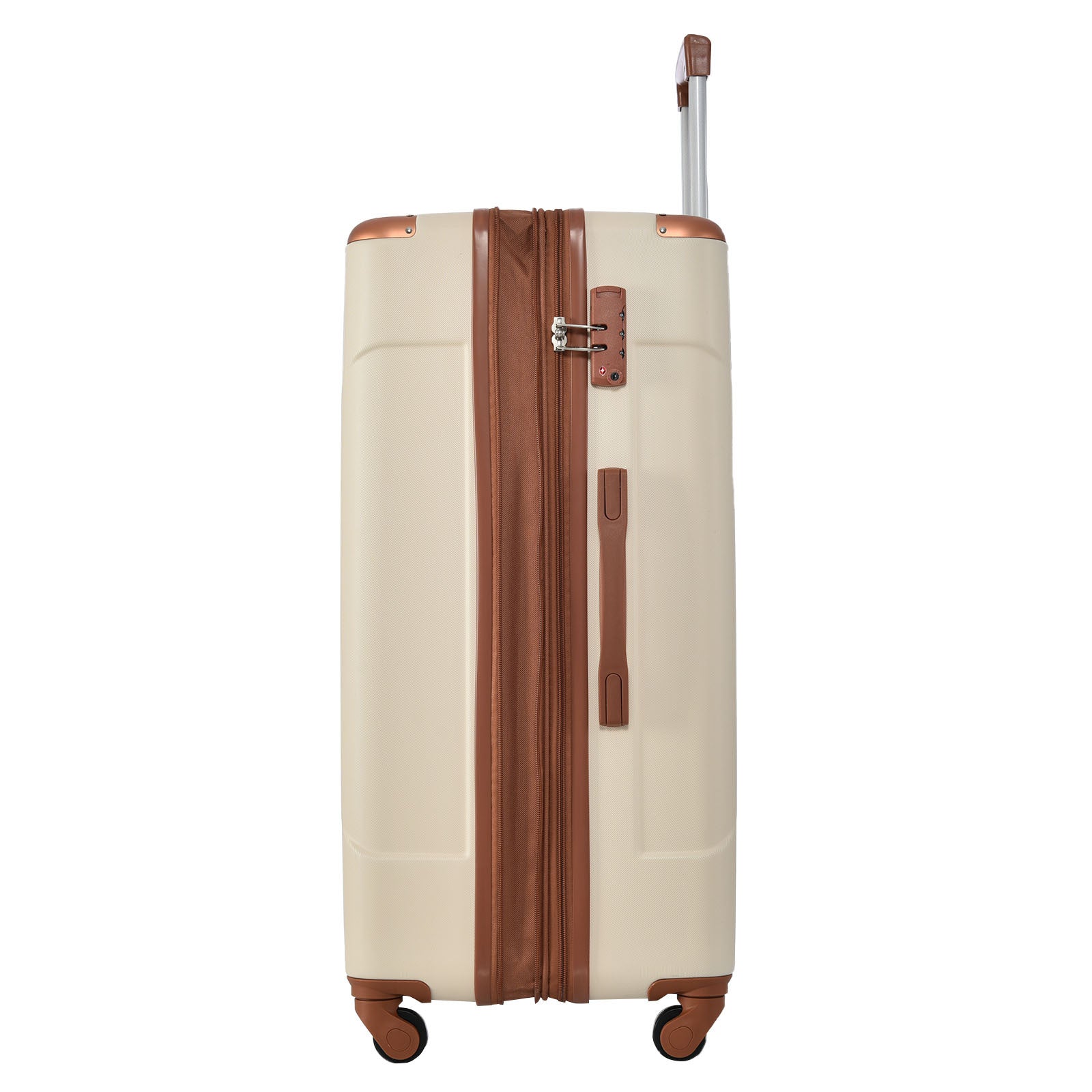 Hardshell Luggage Sets 3 Pcs Spinner Suitcase With Tsa Lock Lightweight 20''24''28'' Brown White Abs