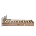 Queen Size Platform Bed With Headboard, Drawers, Shelves, Usb Ports And Sockets, Natural Natural Wood