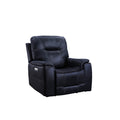 Triple Power Recliner With Lighted Cupholders Ocean Bluetransitional Design Dark Blue Foam Fabric