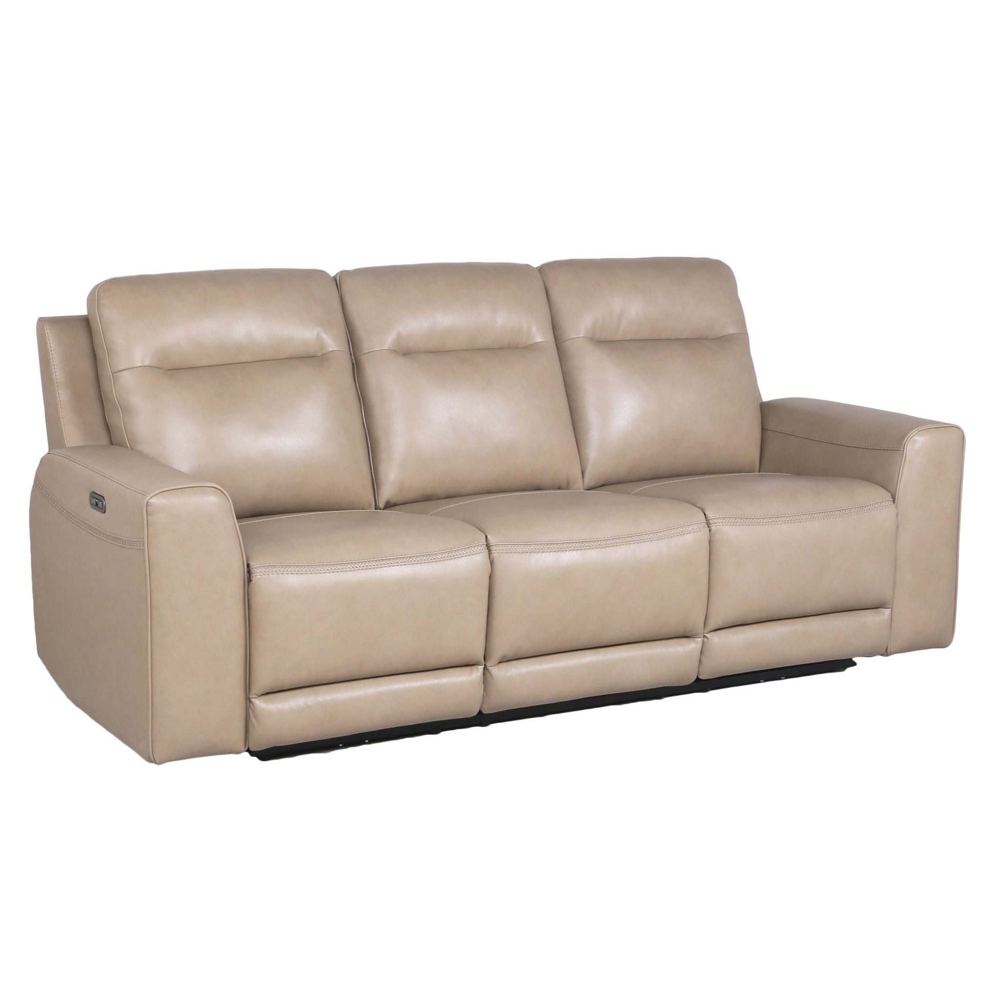 Transitional Leather Power Reclining Group Style Meets Comfort Top Grain Leather, Dual Power Footrest And Articulating Headrest Luxurious Seating Sand Leather 3 Seat