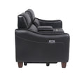 Transitional Dual Power Leather Loveseat Reclining Seats, Top Grain Leather, High Leg Design Compact And Comfortable Black Foam Leather