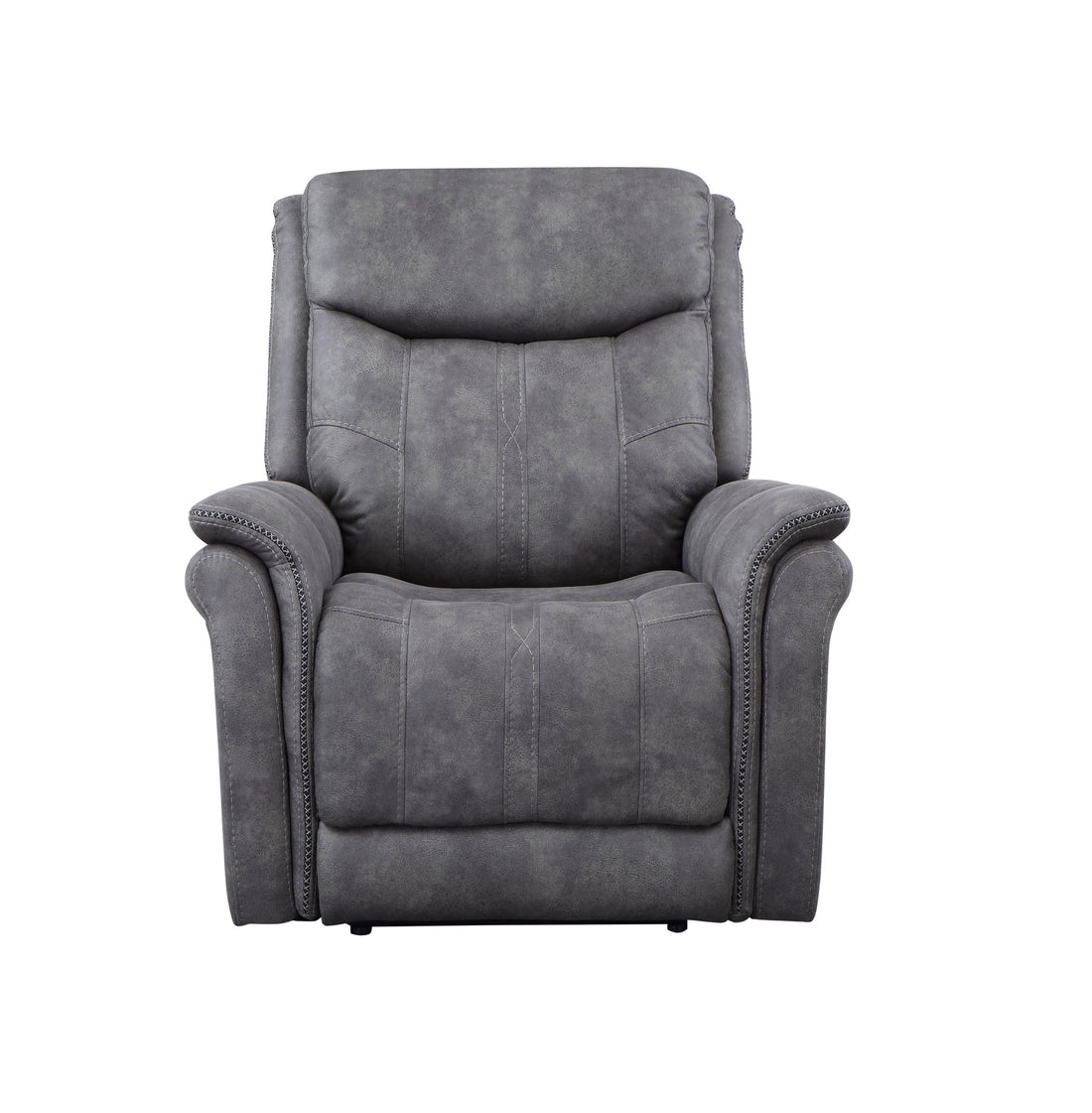 Traditional Modern Power Reclining Collection Cool Gray Microsuede, Dual Power Reclining Usb Charging Port, All Close Button, Unmatched Comfort Grey Foam Fabric