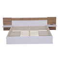 Queen Size Platform Bed With Headboard, Drawers, Shelves, Usb Ports And Sockets, White White Wood
