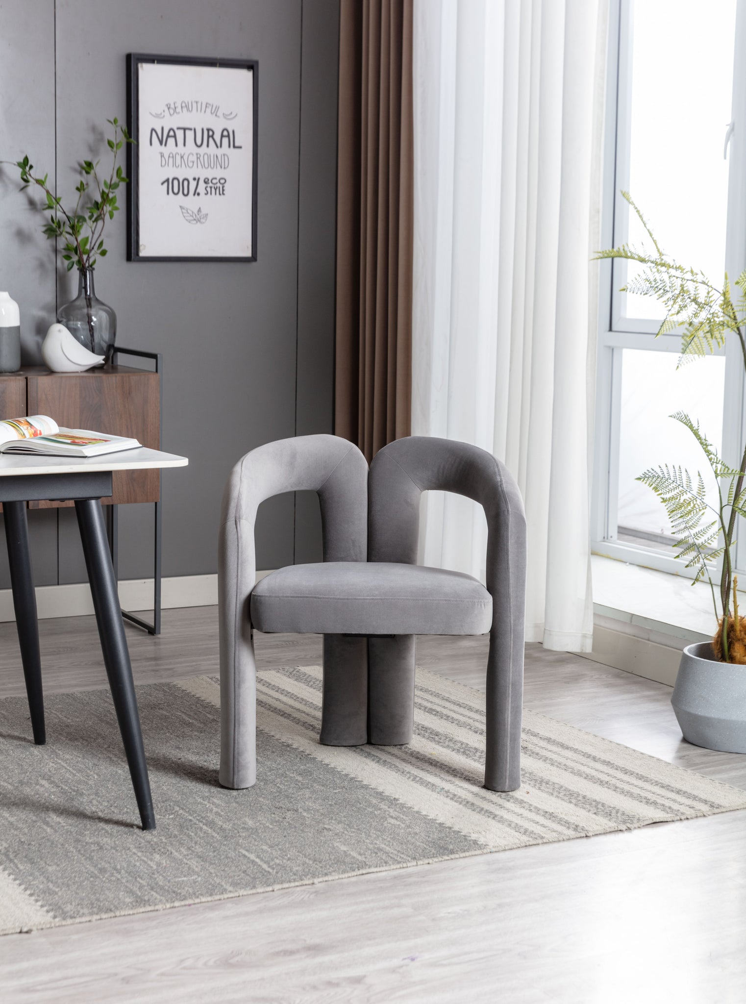 COOLMORE Contemporary Designed Fabric Upholstered gray-velvet