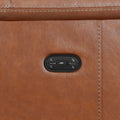 Dual Power Leather Reclining Sofa Articulating Power Headrest, Padded Armrest Coach Colored, Luxurious Comfort Brown Foam Leather 2 Seat