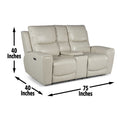 Leather Power Loveseat With Console Contemporary Style, Convenience, And Comfort Usb Charging, Cup Holders, Hidden Storage Ivory Foam Leather