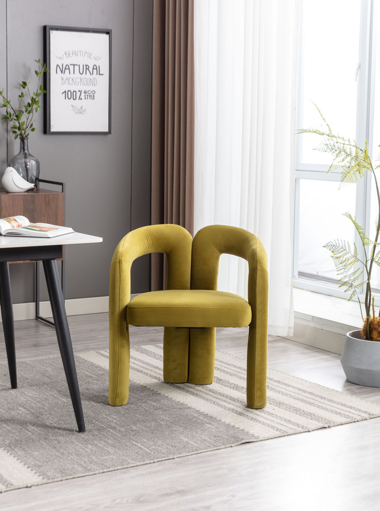 COOLMORE Contemporary Designed Fabric Upholstered olive-velvet
