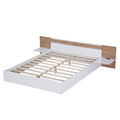 Queen Size Platform Bed With Headboard, Shelves, Usb Ports And Sockets, White White Wood