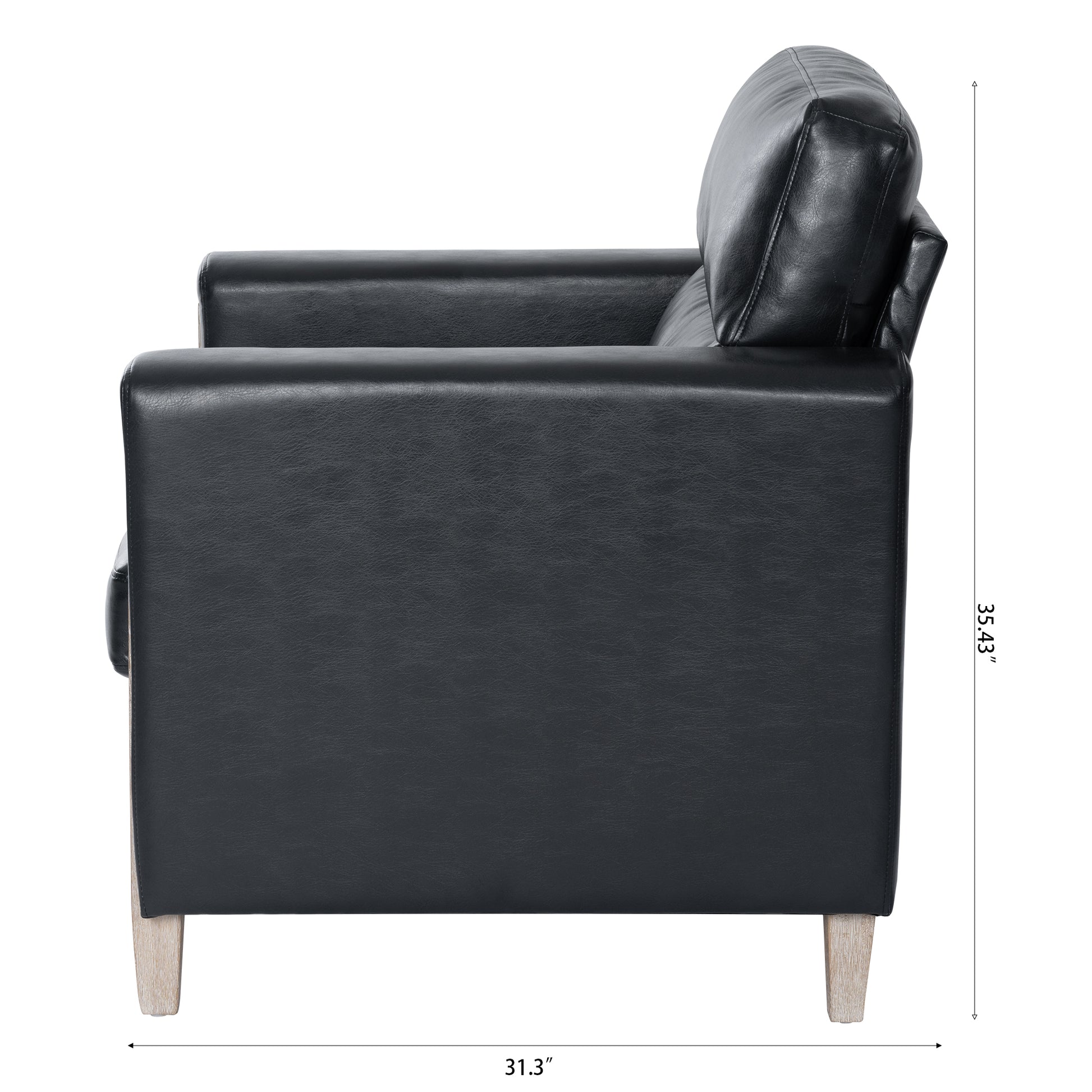1 Seater Sofa For Living Room Black Pu Pu