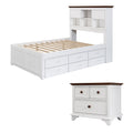 2 Pieces Wooden Captain Bedroom Set Full Bed With Trundle And Nightstand,White Walnut White Walnut Wood