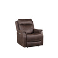 Compact Dual Power Recliner Contemporary Styling, Walnut Power Footrest, Power Headrest, Usb Charging Walnut Foam Fabric