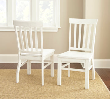 Modern Farmhouse Side Chairs Distressed Antique White, Vertical Slat Back, Scooped Seats, Sturdy Design, Set Of 2 Chairs Ivory Foam Solid Wood Mdf