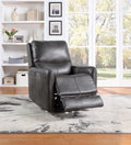 Elegant Triple Power 360 Swivel Recliner Pencil Arms, Power Footrest, Power Headrest, Power Lumbar Swivel Design, Charcoal Faux Leather Charcoal Grey Foam Fabric