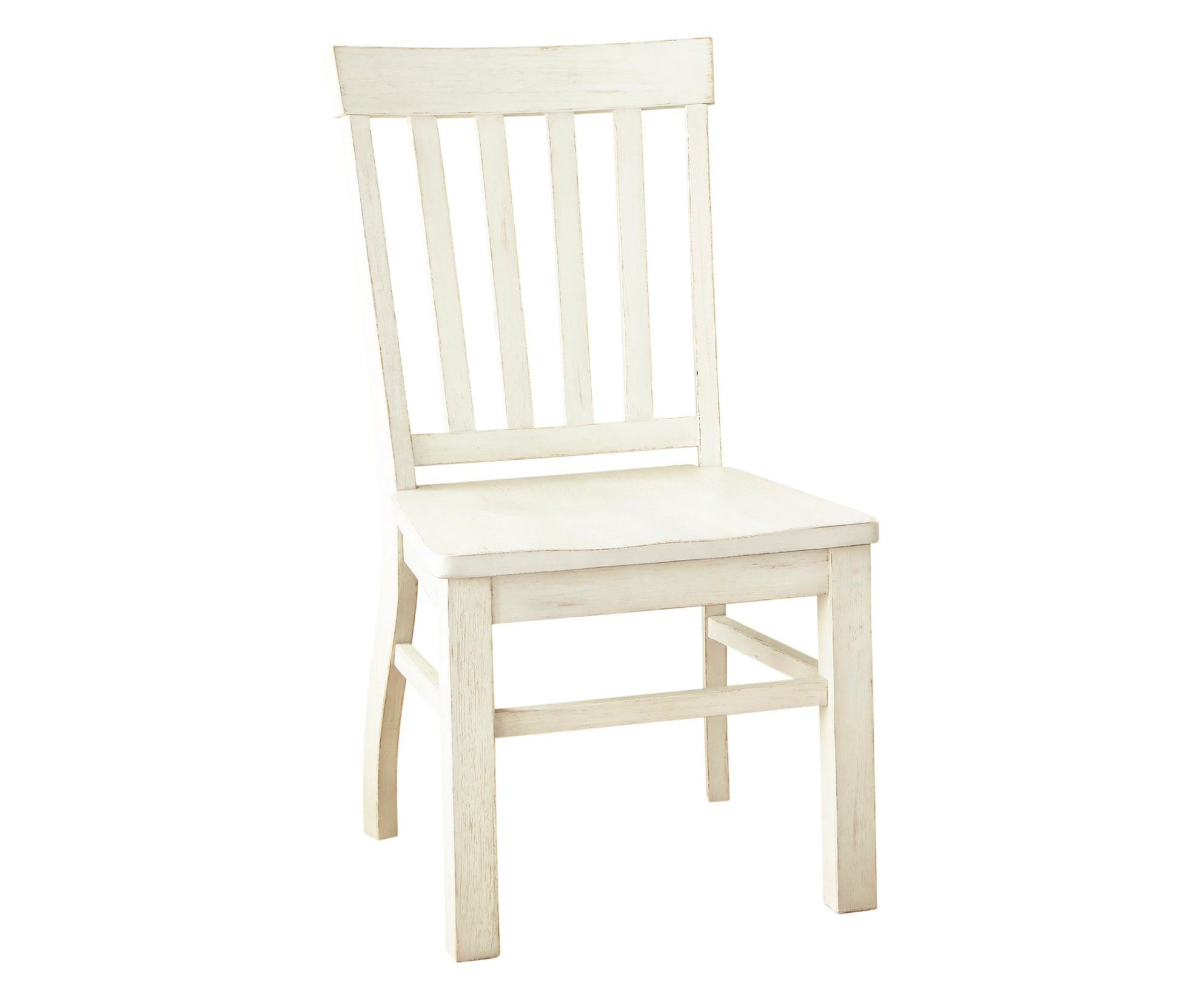 Modern Farmhouse Side Chairs Distressed Antique White, Vertical Slat Back, Scooped Seats, Sturdy Design, Set Of 2 Chairs Ivory Foam Solid Wood Mdf