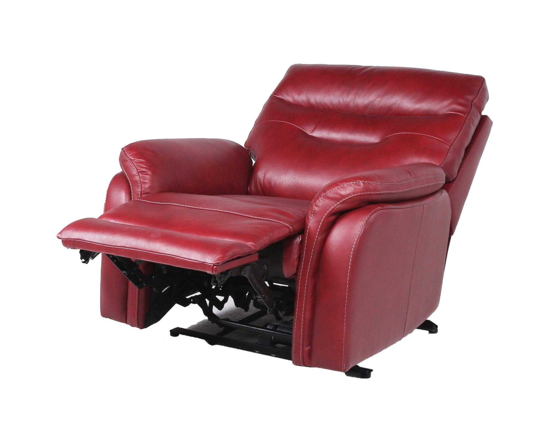 Top Grain Leather Motion Recliner Contemporary Style, Control Panel Usb Charging, Home Button Wine Wine Red Foam Leather