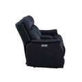 Tailored Power Console Loveseat Shaped Seats, Luxuriouscover Power Headrest, Power Footrest, Hidden Storage Dark Blue Foam Fabric