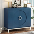 Simple Storage Cabinet Accent Cabinet With Solid Wood Veneer And Metal Leg Frame For Living Room, Entryway, Dining Room Navy Navy Mdf