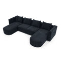 U Shape Sectional Sofa Including Two Single Seats And Two Chaises, Modular Sofa, Diy Combination, Loop Yarn Fabric, Black Black Wood Medium Soft Tight Back Eucalyptus Square Arms Polyester 5 Seat