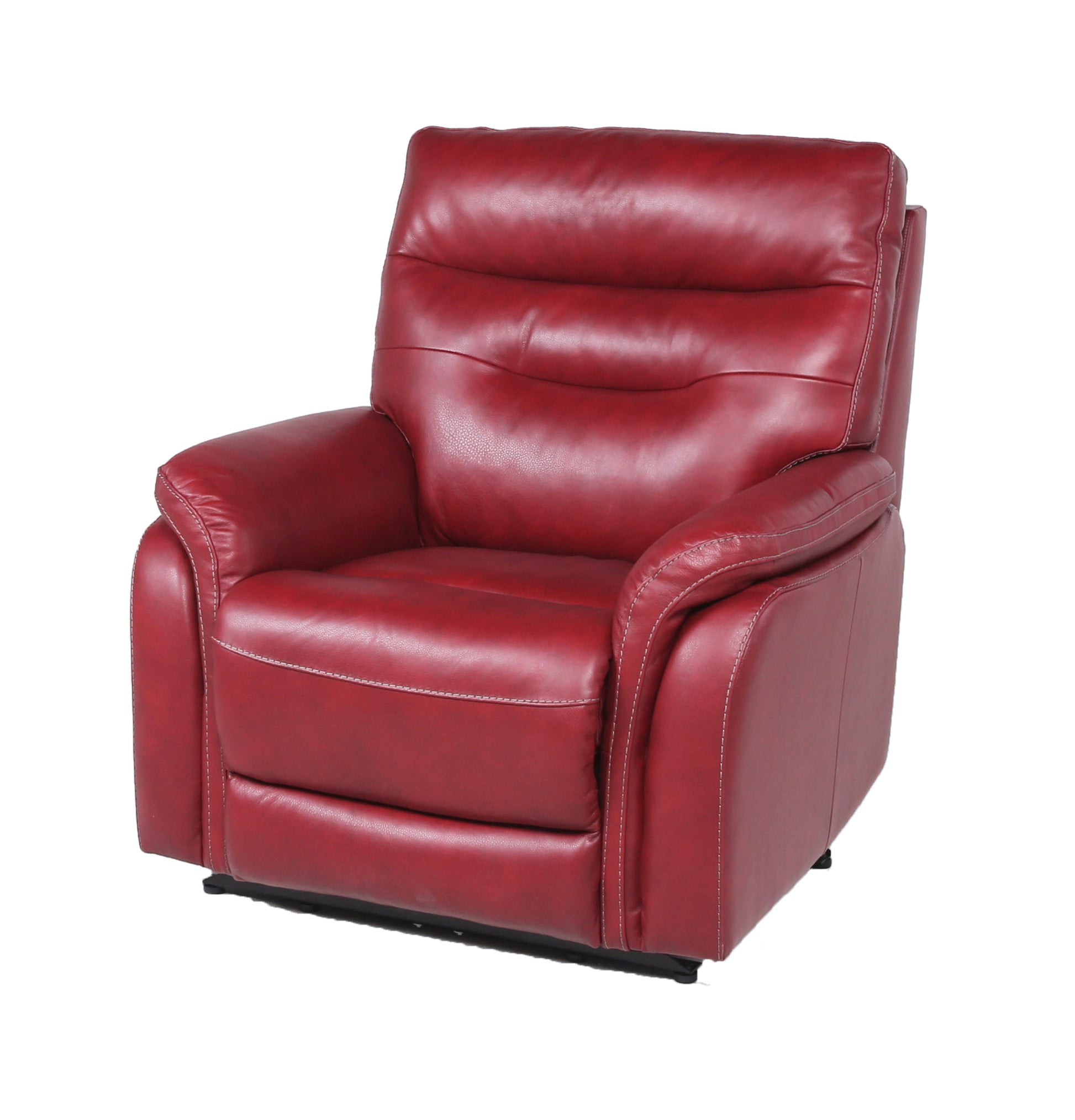 Top Grain Leather Motion Recliner Contemporary Style, Control Panel Usb Charging, Home Button Wine Wine Red Foam Leather