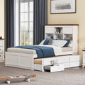 2 Pieces Wooden Captain Bedroom Set Full Bed With Trundle And Nightstand,White Walnut White Walnut Wood