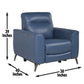 Fashionable Ocean Blue Leather Reclining Chair Dual Power Mechanism, High Leg Style Stylish Comfort Package Dark Blue Foam Leather