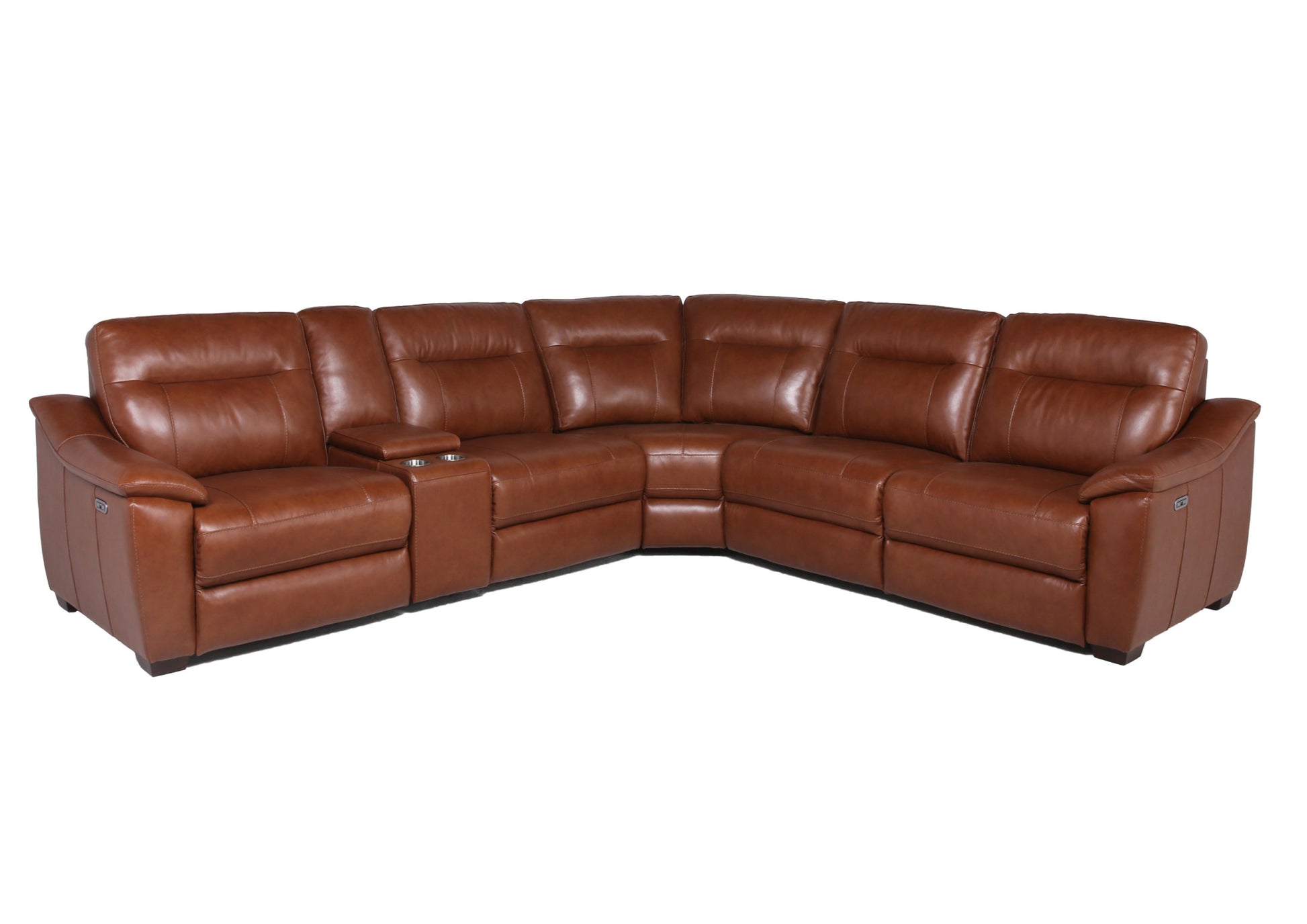 Leather Sectional Collection Whiskey Coach Top Grain Leather Style And Spacious Seating Brown Light Duty Foam Leather 6 Seat