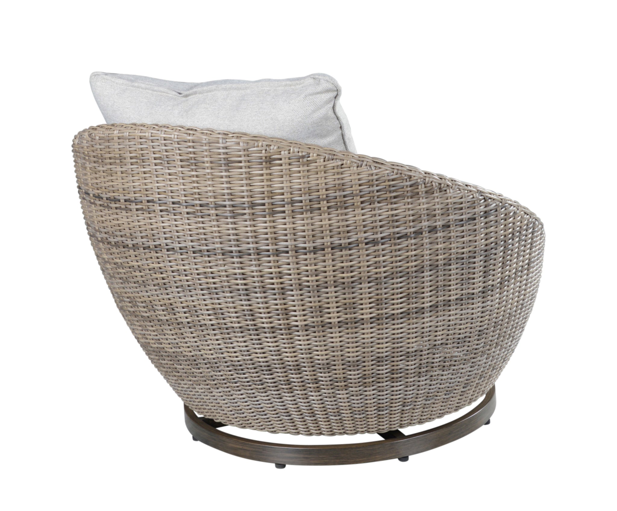 Cozy Outdoor Set Swivel Woven Chairs, Side Table