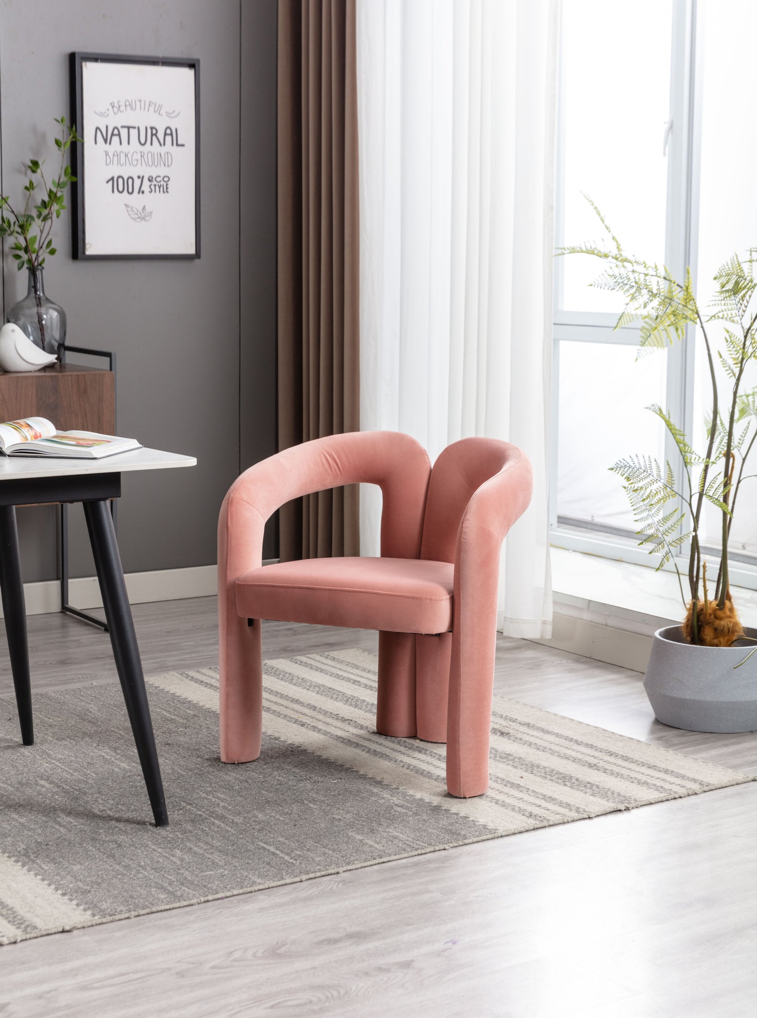 COOLMORE Contemporary Designed Fabric Upholstered pink-velvet