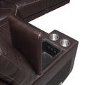 Customizable Dual Power Leather Sectional Top Grain Leather, Power Headrest, Power Footrest Transitional Styling, Perfect Fit Burgundy Foam Leather