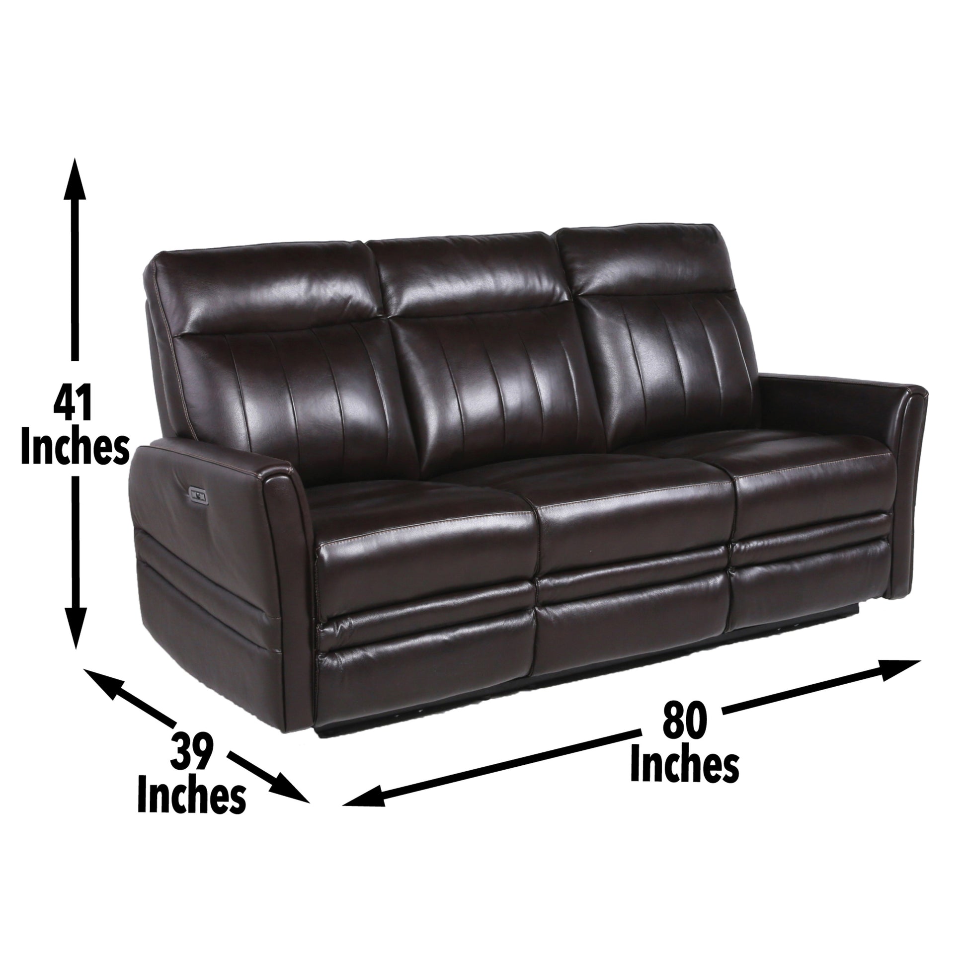 Luxury Power Reclining Sofa Recliner In Dark Brown Top Grain Leather Ultimate Comfort With Power Leg Rest And Articulating Headrest Elegant And Relaxing Furniture For Living Room Or Home Theater Brown Leather 3 Seat