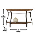 Modern Curves Sofa Table Barn Board Look Wood Top, Oak Finish Charming Addition To Your Living Room Oak Metal