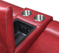 Contemporary Wine Top Grain Leather Motion Set Power Recline, Usb Charging Ultimate Comfort And Style Red Leather